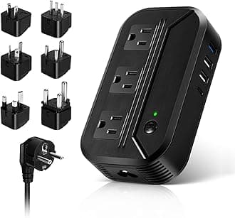 Voltage Converter US to Europe 2300W Power Converter 220v to 110v, Travel Converter with 3 USB+1 Type-C+3 AC Outlets European Travel Plug Adapter for EU/UK//Italy/Asia/India/South Africa/Australia