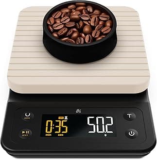 Coffee Scale with Timer – 0.1g Precision Digital Coffee & Espresso Scale for Pour-Over, Coffee Bean Weighing, Barista Brewing, Waterproof Cover, 3kg Capacity (Birch White)
