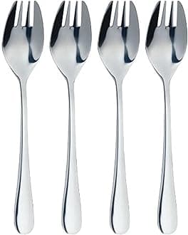 4-Piece Stainless Steel Spork Set, Cutlery, 17 cm, Silver