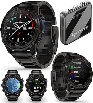 Wearable4U - Garmin Descent Mk3 & Mk3i 51 mm & 43 mm, Titanium Dive Computer - Extra-Long Strap | Up to 25 Days Battery Life, AMOLED Display, GPS Smartwatch & Gift Bundle (010-02752-13)