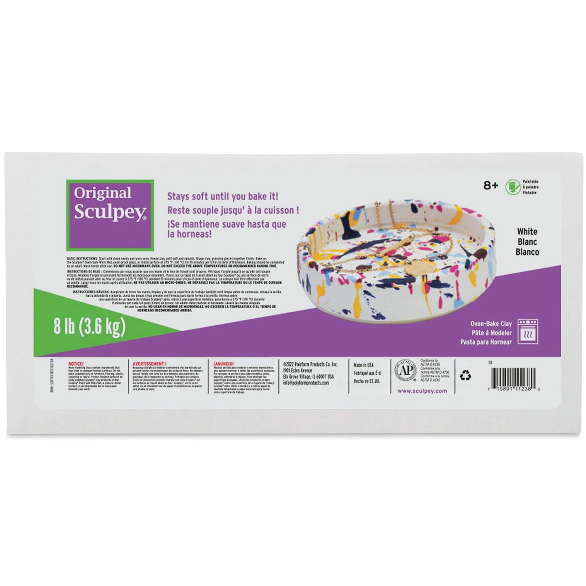 Sculpey Fun Express Original White, Non Toxic, Polymer Clay, Oven Bake Clay, 8 pounds Great for Modeling, Sculpting, Holiday, DIY and School Projects. Great for All Skill Levels.