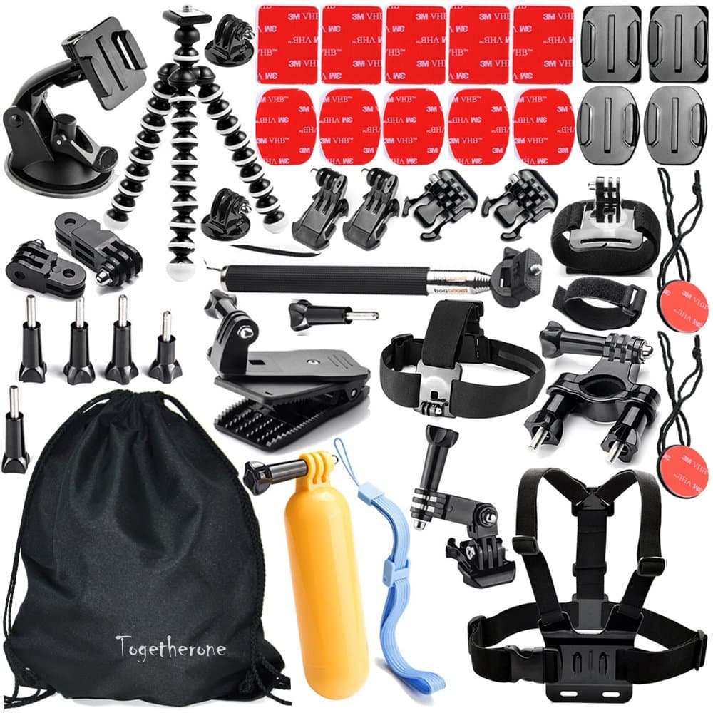 Togetherone 42 in 1 Essential Accessories Bundle Kit for Gopro Hero Camera Action Camera, Waterproof Camera Action Camera Sport Camera Action Cam APEMANA ccessory Kit for GoPro for GoPro 4 and SJ4000 SJ5000 SJ6000, Sports Camera Accessory Set