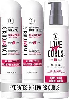 Shampoo & Conditioner Set with All in One Curl Cream Styler for Kinky & Coily Hair, 3 Step System for Repair and Moisturizing