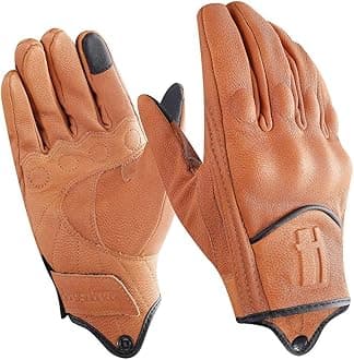 - Harssidanzar Leather Motorcycle Gloves for Men Touchscreen GM028