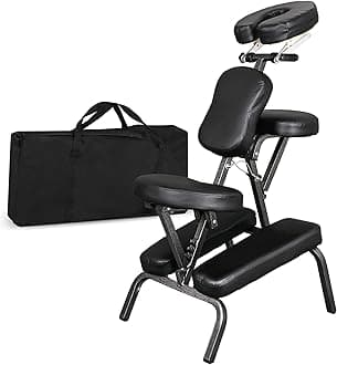 Nova Microdermabrasion Portable Massage Chair Foldable Tattoo Therapy Chair 4 Inches Thickness Sponge Face Cradle Spa Salon Massage Chair (Black)