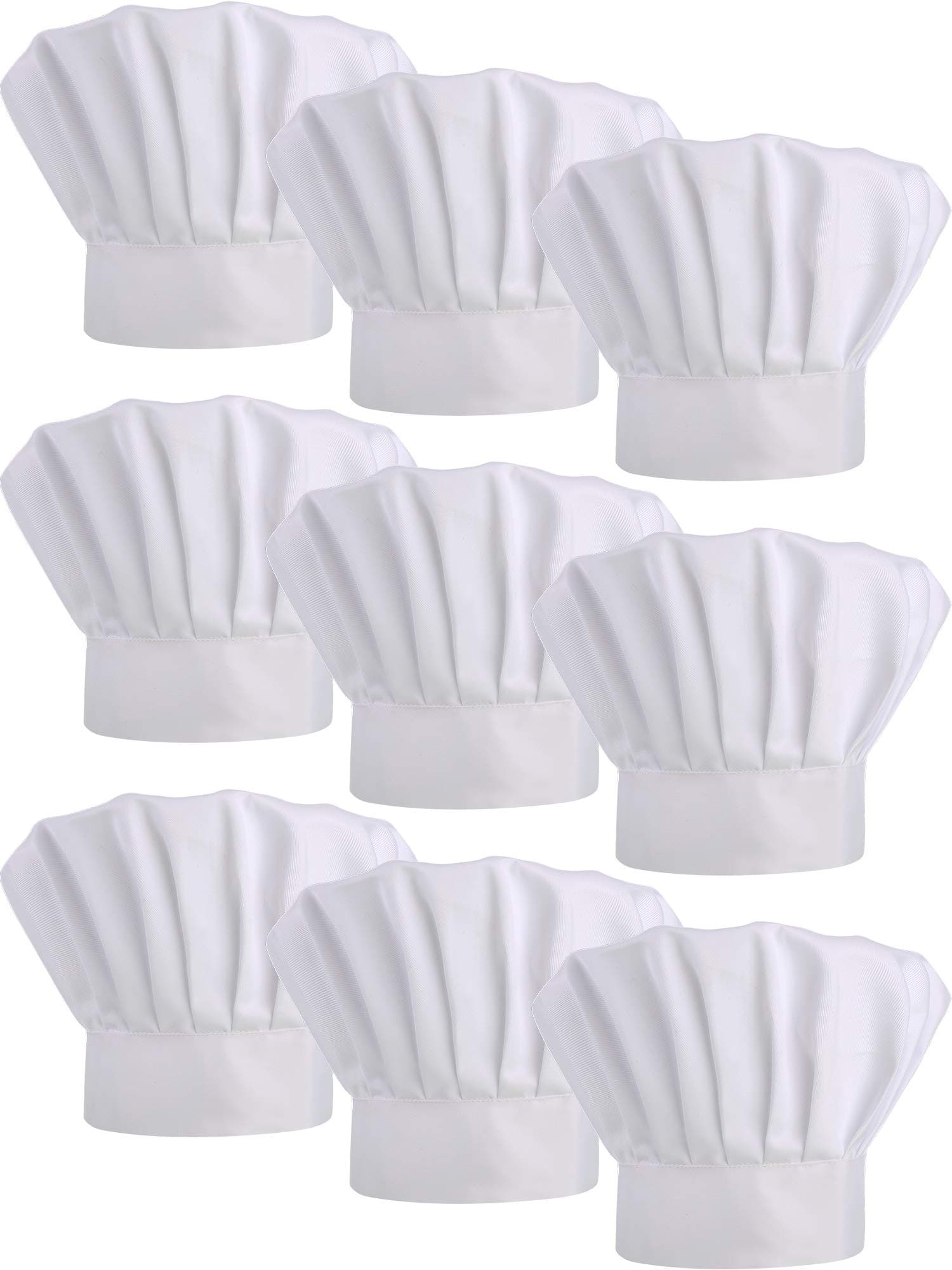 9 Pieces Chef Hats Adjustable Cooking Hat Elastic Kitchen Baker Caps for Adults