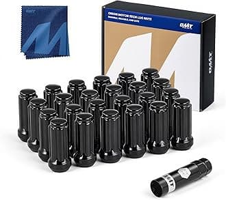 Orion Motor Tech 24 Black 14x1.5 Lug Nuts Spline for 6 Lug & M14x1.5 Wheel Studs Rims, 51mm x 22mm, Fits Chevy GMC Ford Cadillac Lincoln SAAB Saturn Silverado 1500 Savana 1500 F150 Expedition