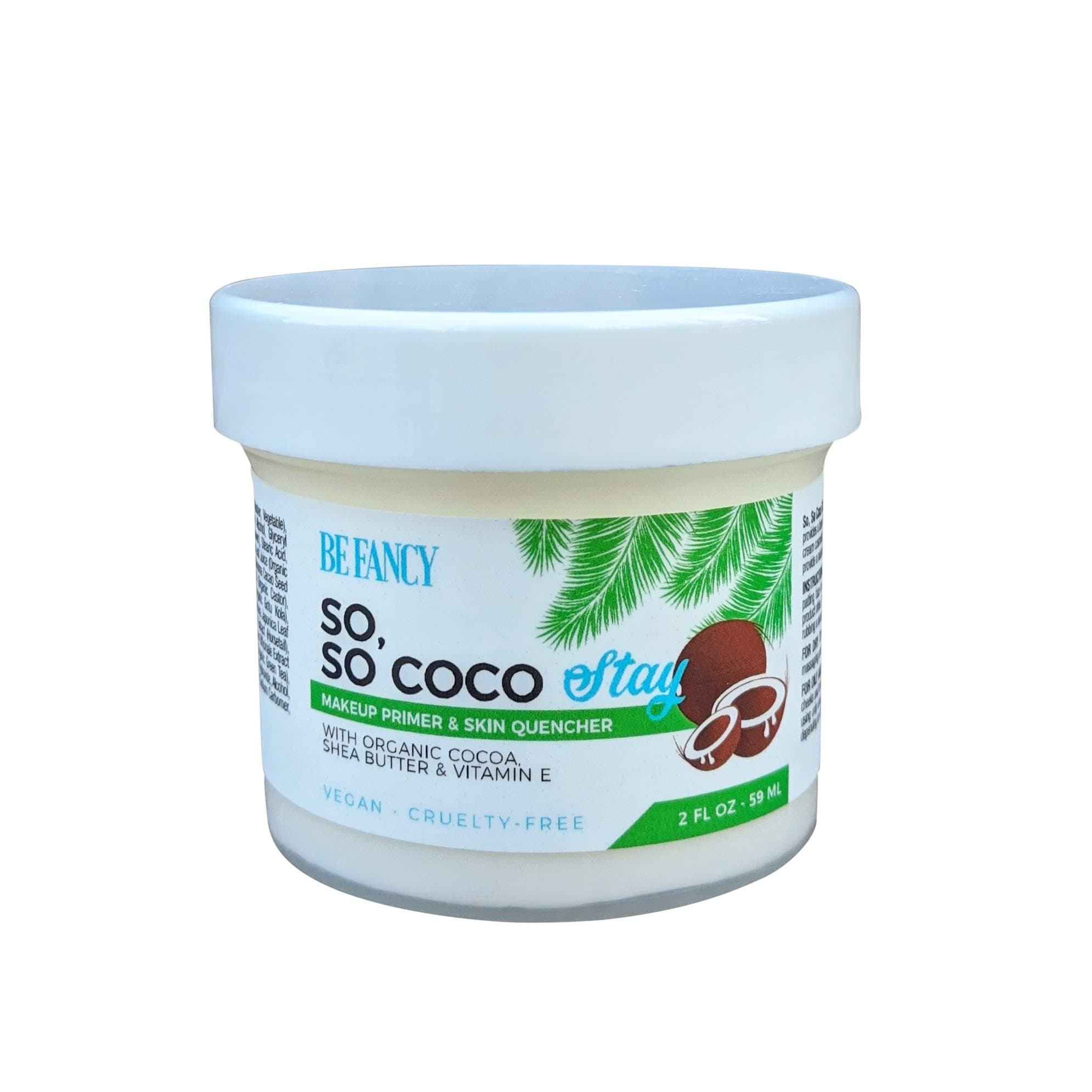 So, So Coco Stay Makeup Primer & Face Moisturizer Cream with Coconut Oil, Cocoa, Shea Butter, Hydrating, Dry to Oily Skin, Silicone-Free, 2 fl oz