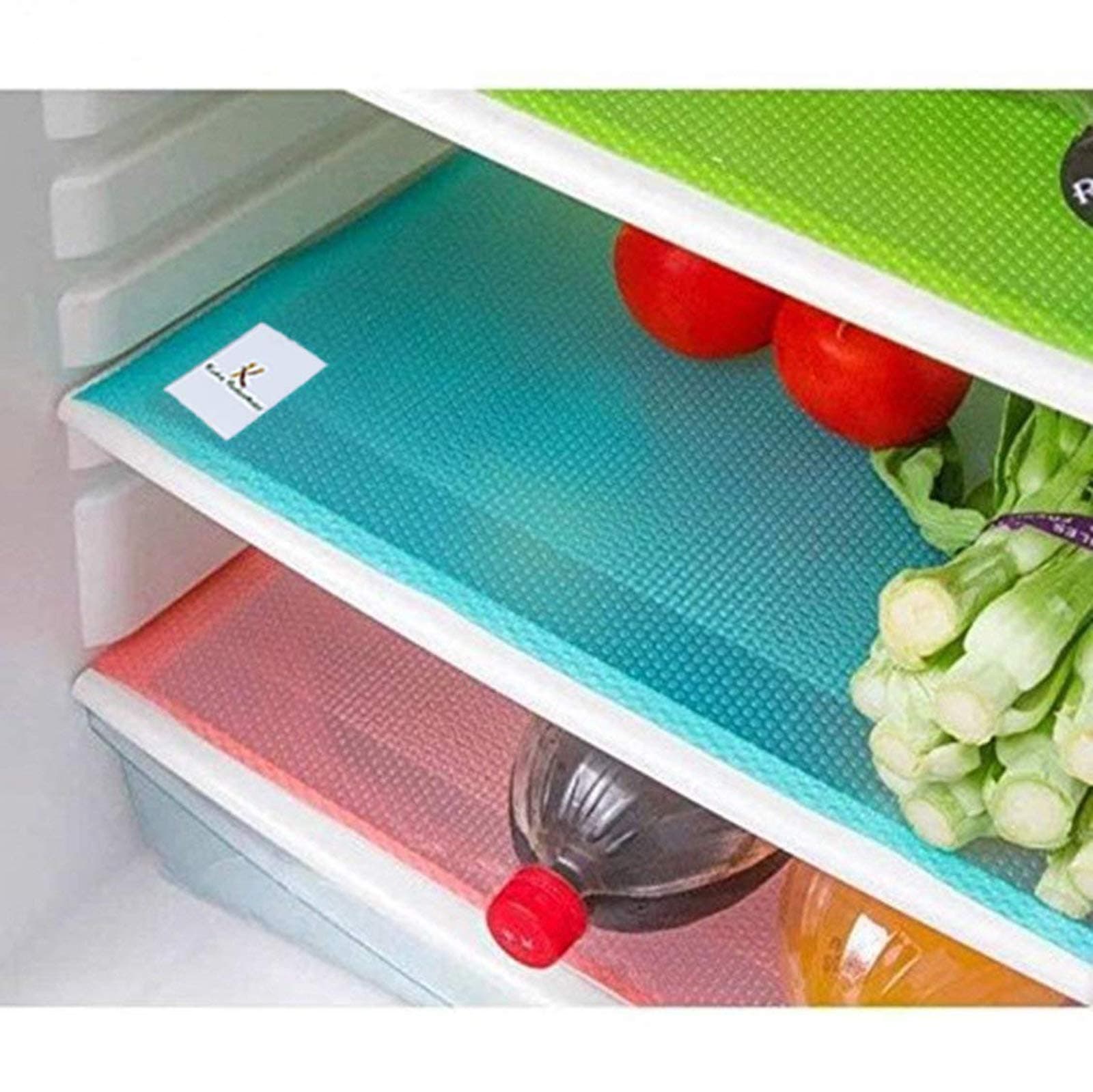 Kuber Industries Plastic Multi Purpose Refrigerator Rectangular Drawer Mats (Multicolour ) - Set of 6 Pcs