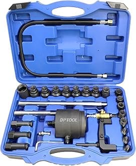 Universal Pneumatic Diesel Fuel Injector Puller Tool Kit 28pcs Injector Remover Extractor with Impact Air Tool Injector Puller Extension Rods Compatible with Benz for Bosch for Siemens Diesel Engine