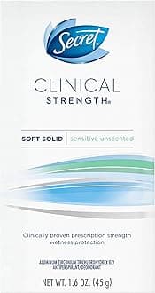 Secret Clinical Strength Soft Solid Sensitive Unscented Deodorant, 1.6 oz (Pack of 1)