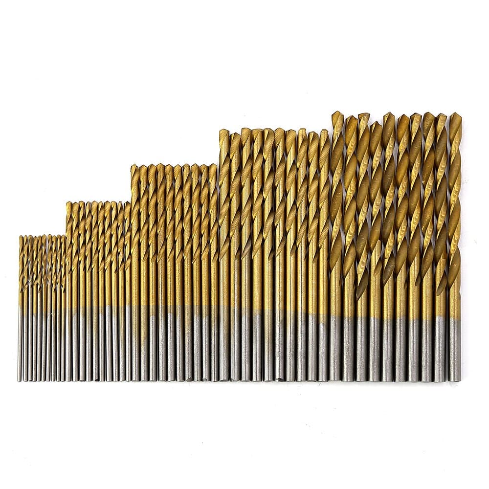 MINHER 50pcs Micro Drill Set 1/1.5/2/2.5/3mm Titanium Coated HSS High Speed Metal Drills Spiral Drill bits Sets Professional Drill bit