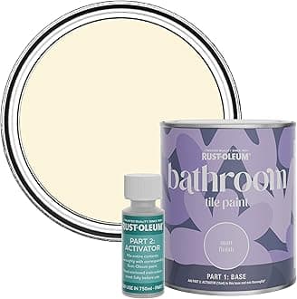 Rust-Oleum Beige Water-Resistant Bathroom Tile Paint in Matt Finish - Clotted Cream 750ml