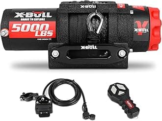 X-BULL γ Series Winch 5000 lb. Load Capacity with Synthetic Rope and Hawse Fairlead, Waterproof IP68, Wireless & Wired Remote with Mounting Plate for ATV/UTV,Boat Trailer Winch