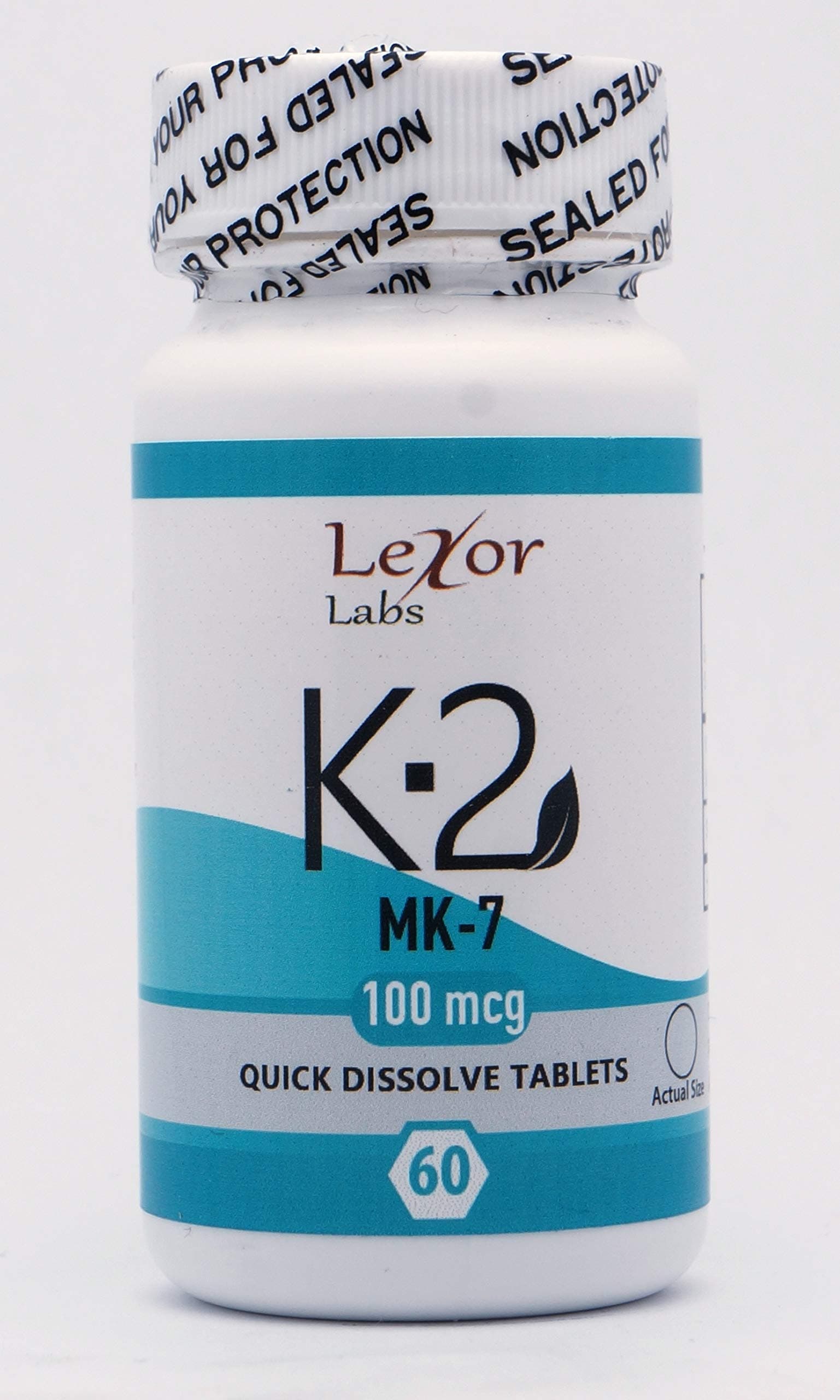 Lexor Labs Vitamin K-2 MK7 Supplements - Quick Dissolve Tablets for Healthy Arteries & Strong Bones, 100 Mcg, 60Count