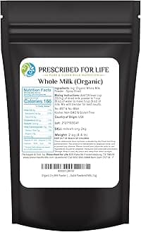 - Prescribed For Life Organic Dry Milk Powder, USDA Grade A Whole Milk rBST & rBGH Free, Non GMO, Kosher, Shelf Stable Whole Milk Powder (2kg / 4.4lb)
