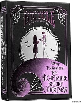 Disney Tim Burton's Nightmare Before Christmas Inspired Playing Cards Featuring Jack Skellington, 1 Deck for Halloween Gifts, Christmas Stocking Stuffers, or Vacation Travel Games