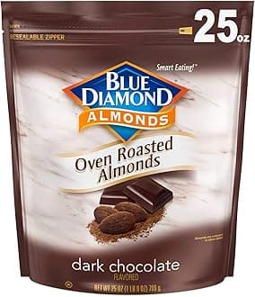 Blue Diamond Almonds, Oven Roasted Dark Chocolate Flavored Snack Nuts, Plant-Based Protein and Fiber, Perfect for Events, Holidays, Parties, and Lunch, Guilt-Free Snacking with Real Cocoa, 25 Oz Resealable Bag (Pack of 1)