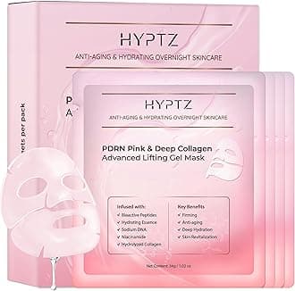 Salmon DNA PDRN Collagen Face Mask – Korean Face Mask for Glass Skin – Collagen Face Masks Skincare Overnight Hydrogel – Firming, Hydrating Face Masks, Pink Collagen Mask 4-Pack