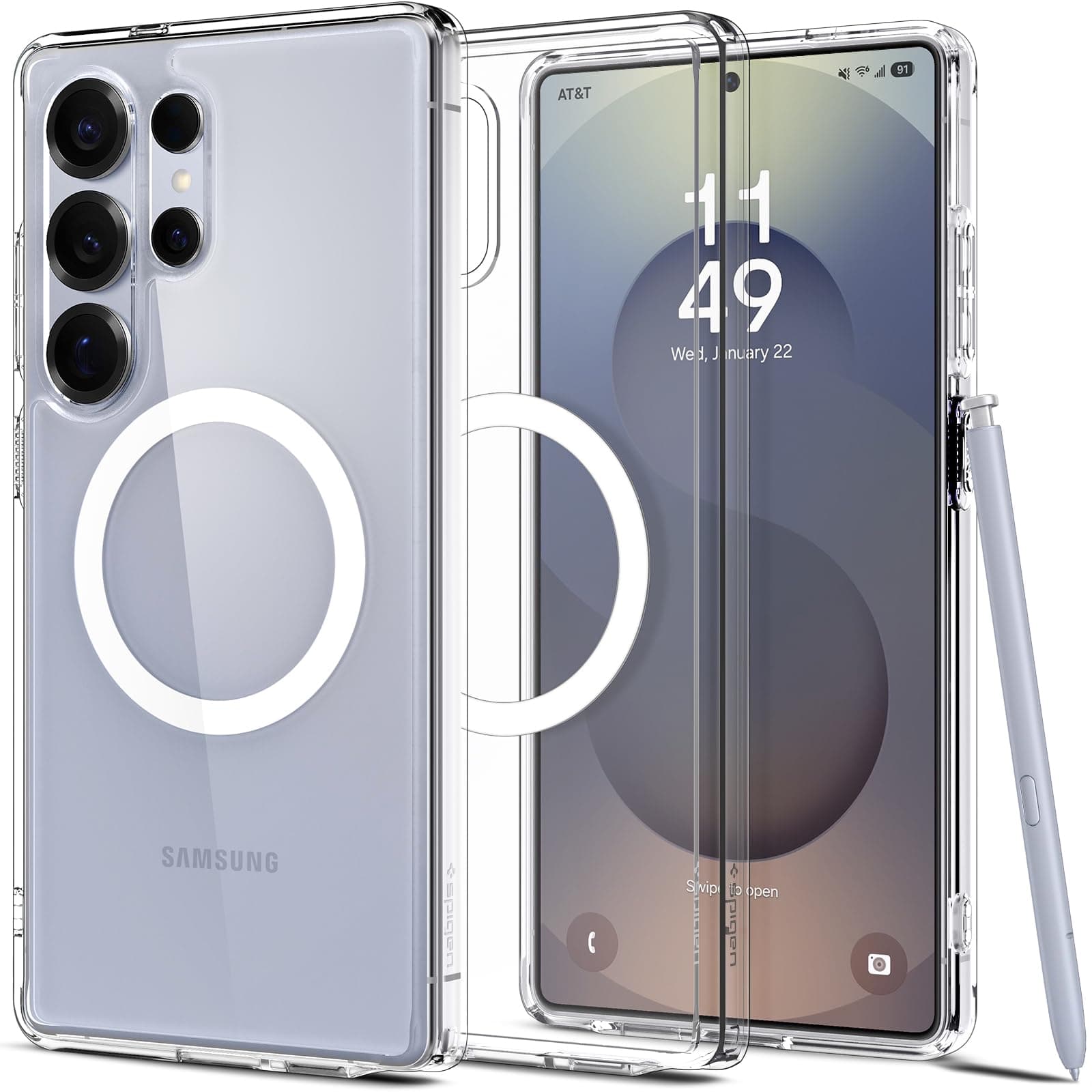 Spigen [18 Years of Technology] Galaxy S25 Ultra Case, Clear, MagSafe Compatible, Shockproof, Strap Hole, Yellowing Prevention, Bumper, US Military MIL Standard, Ultra Hybrid MagFit ACS08956 (Clear