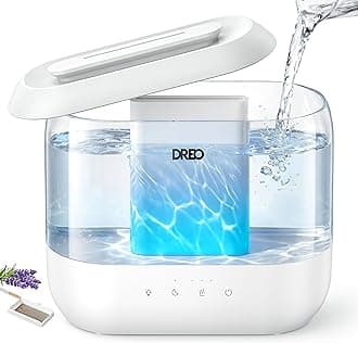 Humidifier for Bedroom Baby, 4L Cool Mist Supersized Humidifiers for Home, 28 dB Quiet Air Humidifier for Room, Oil Diffuser, 36H Runtime, Night Light, Top-Fill, Easy to Clean & Fill, White
