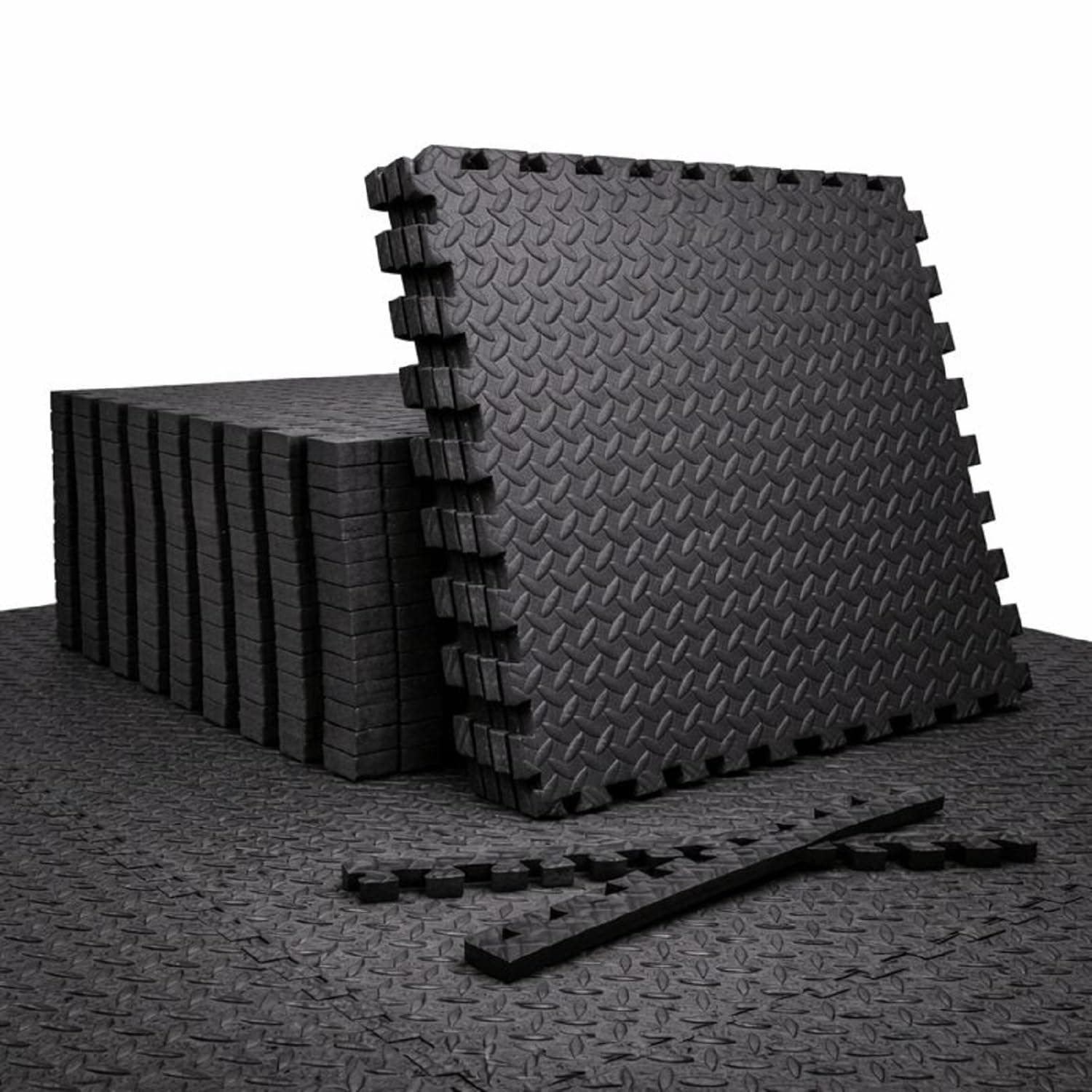 EASY HOME High Density EVA Foam Interlocking Puzzle Floor Mats – Shock Proof, Protective Gym & Home Workouts Tiles for Exercise (60×60 cm, 12 mm Thickness)