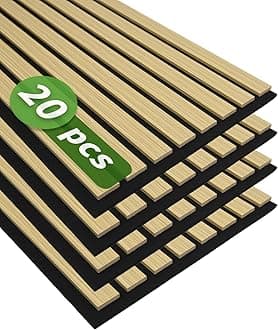 Art3d 20-Pack 12" x 24" Soundproof Wood Slat Panels, 40 sq.ft Acoustic Wall Panels, 3D Wall Panels with Wood Slat Design, Decorative Wood Wall Panel for Accent Walls-Oak