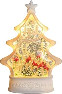 Vipush Christmas Snow Globe - Redbird Christmas Tree Style Musical Snow Globe with Led Lights, Christmas Tree Decorations with Warm Lights for Girls Kids, Decorations for Christmas & Birthday