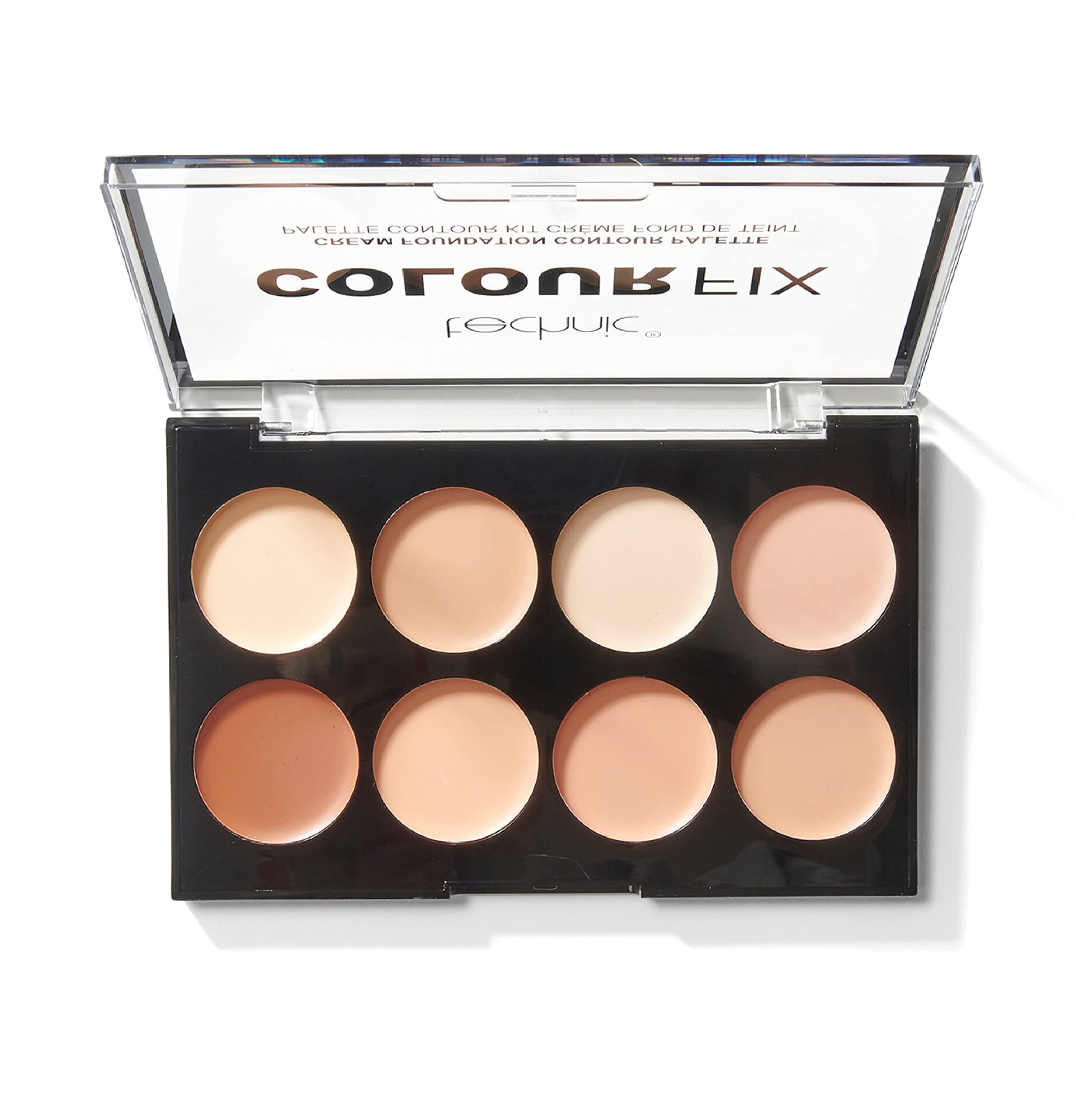 Technic Colour Fix Cream Foundation Contour Makeup Palette - 8 Highly Pigmented, Creamy Shades To Conceal, Contour, Shape & Define Your Features. The Matte Fomulation Blends Well with Colour Options