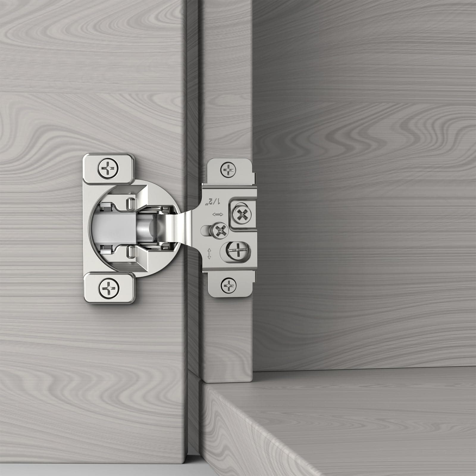 10 Pieces 1/2 in Overlay Soft Close Concealed Hinge for Face Frame Door, 105° Open Angle Concealed Stainless Steel Hinges for Face Frame Door, Soft Close Cabinet Hinge Satin Nickel