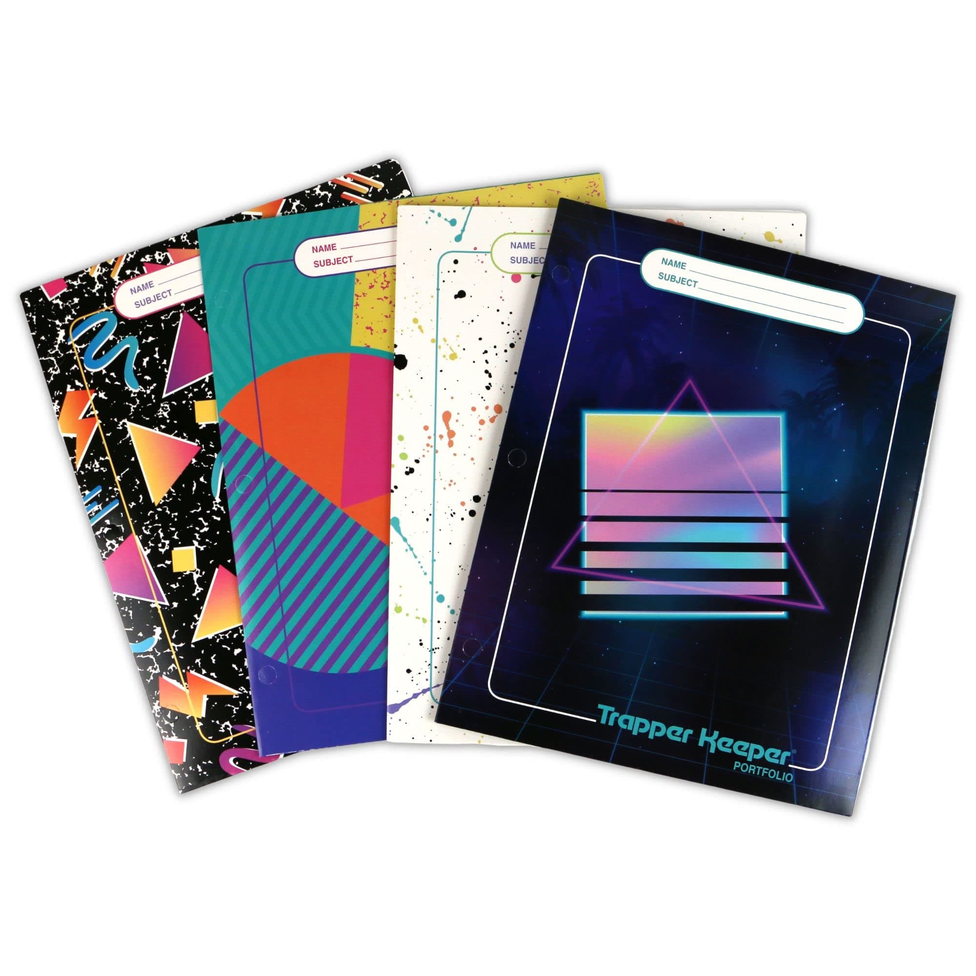 Mead Trapper Keeper 2-Pocket Portfolio Folder, 9-3/4 in. x 12 in. (Pattern May Vary) / 4-Pack