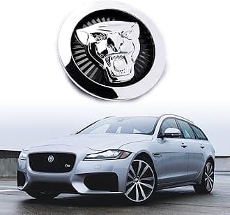 Emblem Compatible with XE XF XJ F-Type F-PACE Front Center Grille Emblem 3.38inch Car Badge Emblem Accessories(Front Black-Chrome)