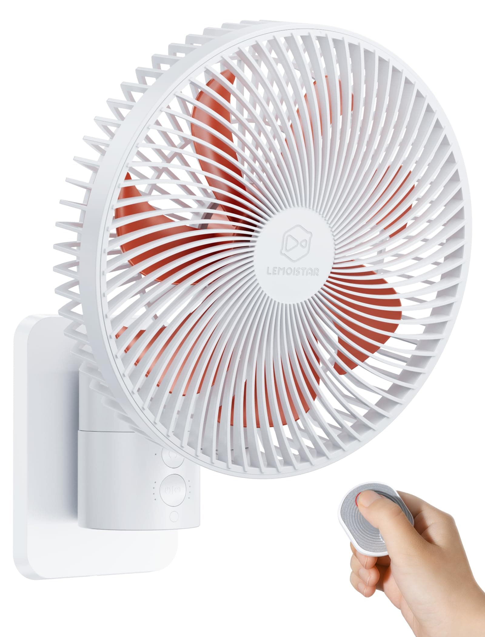 8.5-Inch Quiet Wall-Mounted Oscillation Fan with Remote & Timer, 4-Speed Adjustable for Small Bathrooms, Indoor Bedroom Cooling for RV, Adjustable Tilt, 5.92 ft Cord, Garage Cooling Fan for Home
