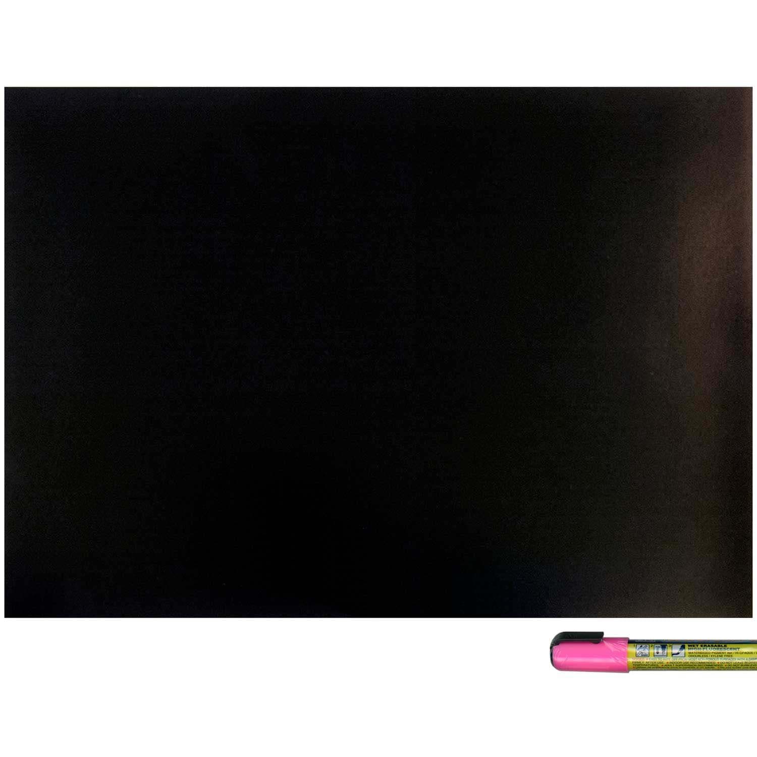 Cohas Magnetic Backed Board Includes Liquid Chalk Marker, 12 by 16 Inches, Blackboard with Pink Marker