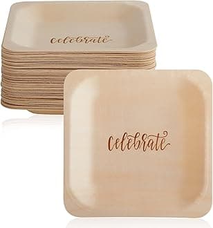 Celebrate Disposable Party Plates – Rustic, Compostable Alternative to Plastic Plates for Birthday Parties, Catering and Special Events (Appetizer, 50-Pack)