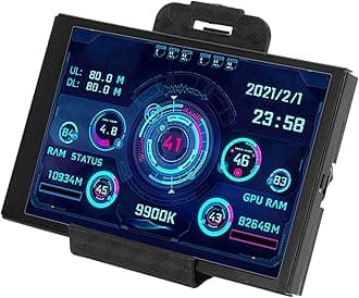 Computer Temp Monitor IPS Full View Display Small Screen for AIDA64 PC CPU RAM Hard Disk Data Monitor (Black)
