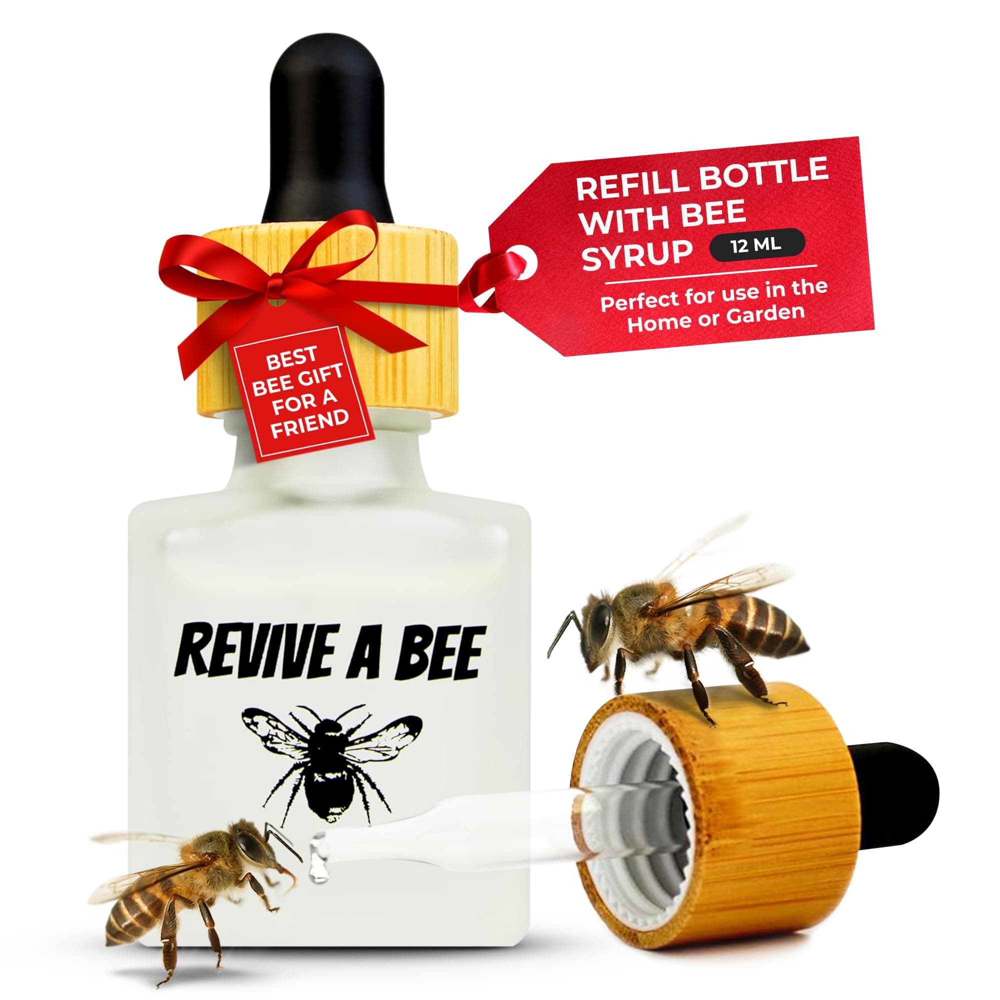 Revive a Bee Bamboo Bee Revival Kit Refill Bottle with Bee Sugar Water (12ml), Compatible with Revive A Bee Bee Revival Keyrings and Rescue Kits