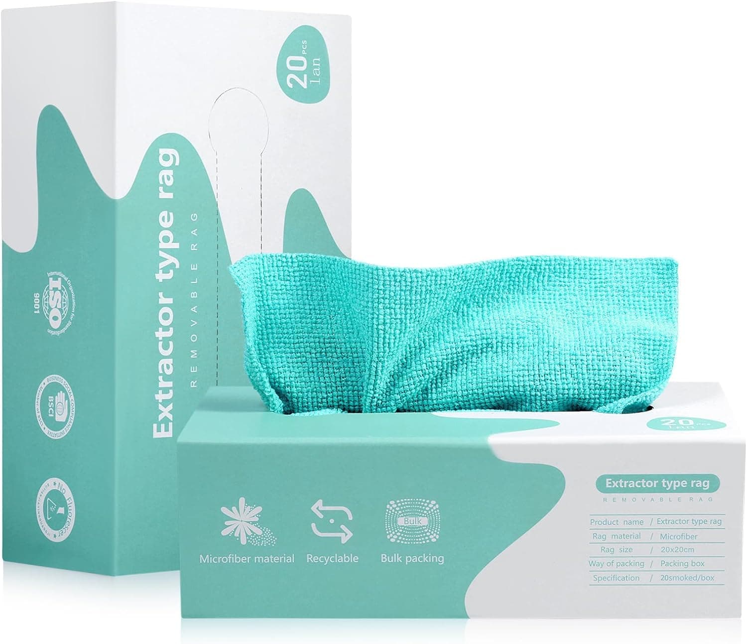 20 PCs Microfiber Cleaning Cloth Rags in A Box 7.9" x 7.9" Reusable Wipes for Cleaning - Edgeless Terry Towels, Small Cleaning Cloths for Home, Kitchen and Car