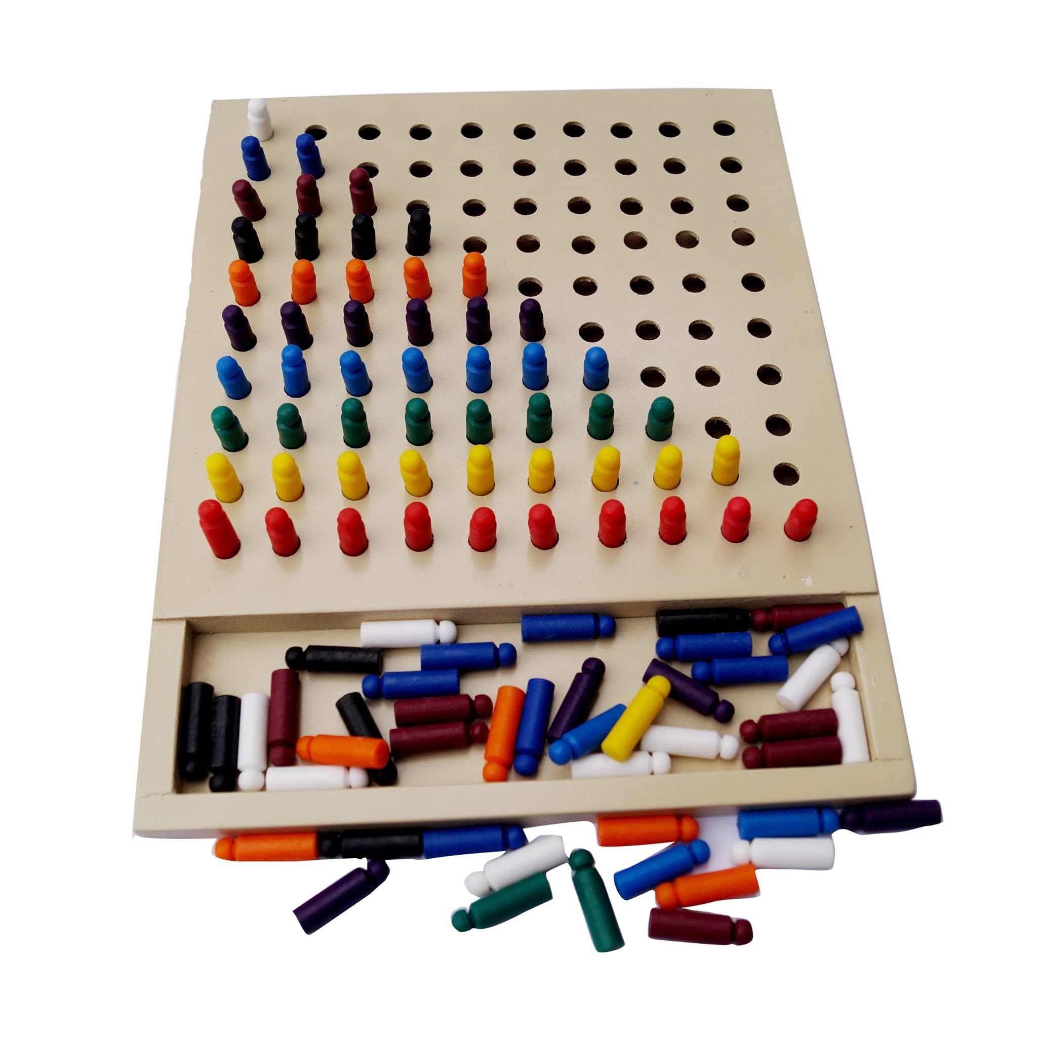 ABC Kids World Wooden Peg Board with 100 Plastic Pegs | Educational & Learning Toy for Kids | Occupational Therapy Toy for Kids | Autism Therapy