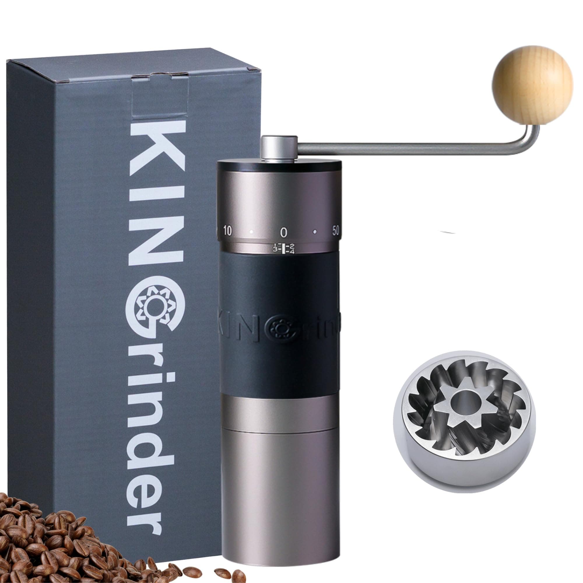 K6 Manual Hand Coffee Grinder with Straight Handle 240 Adjustable Grind Settings for French Press, Drip, Espresso with Assembly Consistency Stainless Steel Conical Burr Mill, 35g Capacity