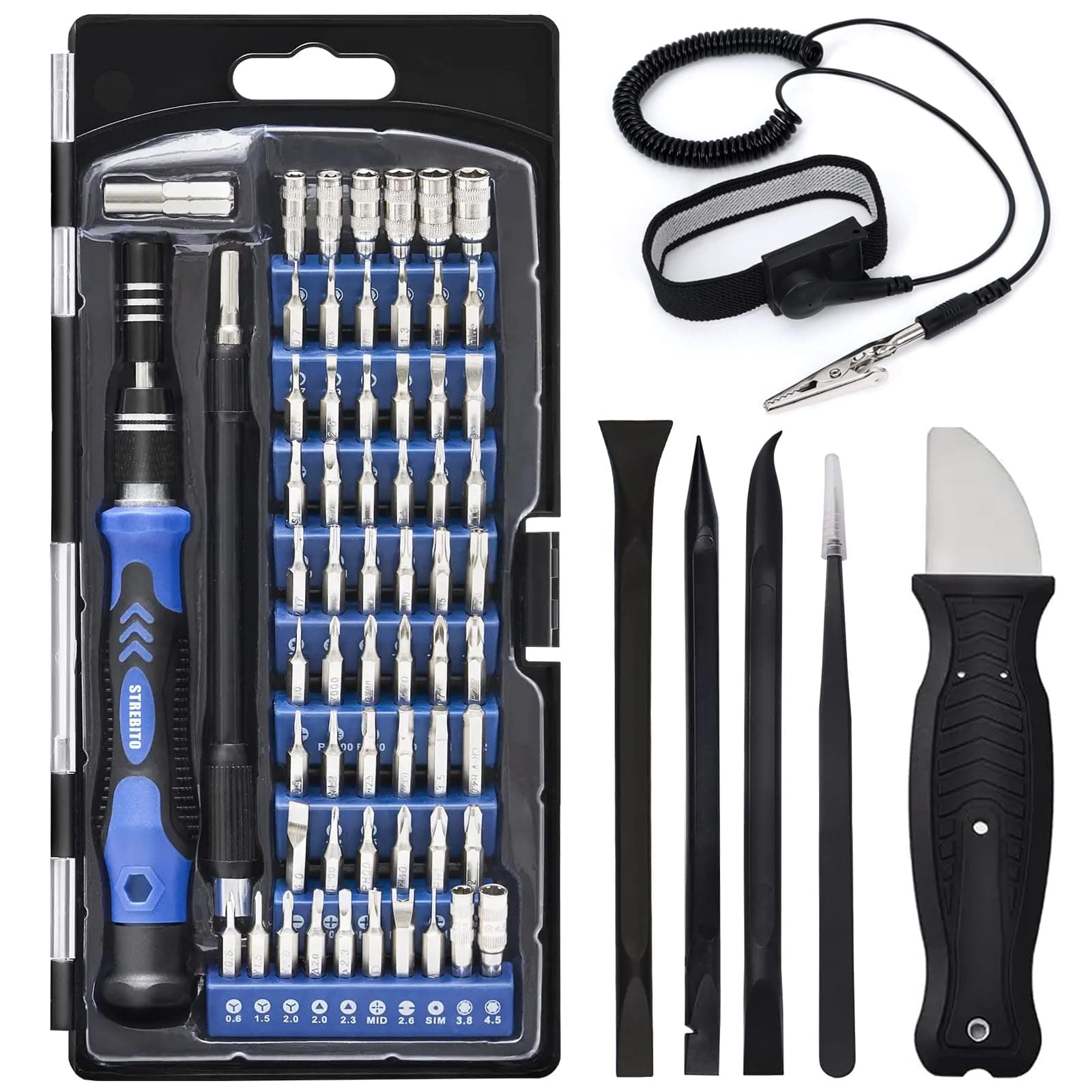 - Precision Screwdriver Set, 79 in 1 Screwdriver Kit with 58 Bits & Anti Static Wrist Strap, Magnetic Driver Electronics Repair Tool Kit for Computer, iPhone, Laptop, Cell Phone, Macbook, PS4/5