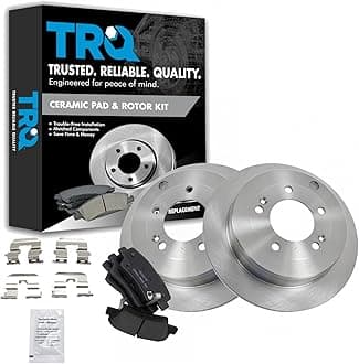 TRQ Rear Brake Pad and Rotor Set Ceramic Solid Rotors Compatible with 2010 Hyundai Azera 2007-2009 Kia Amanti