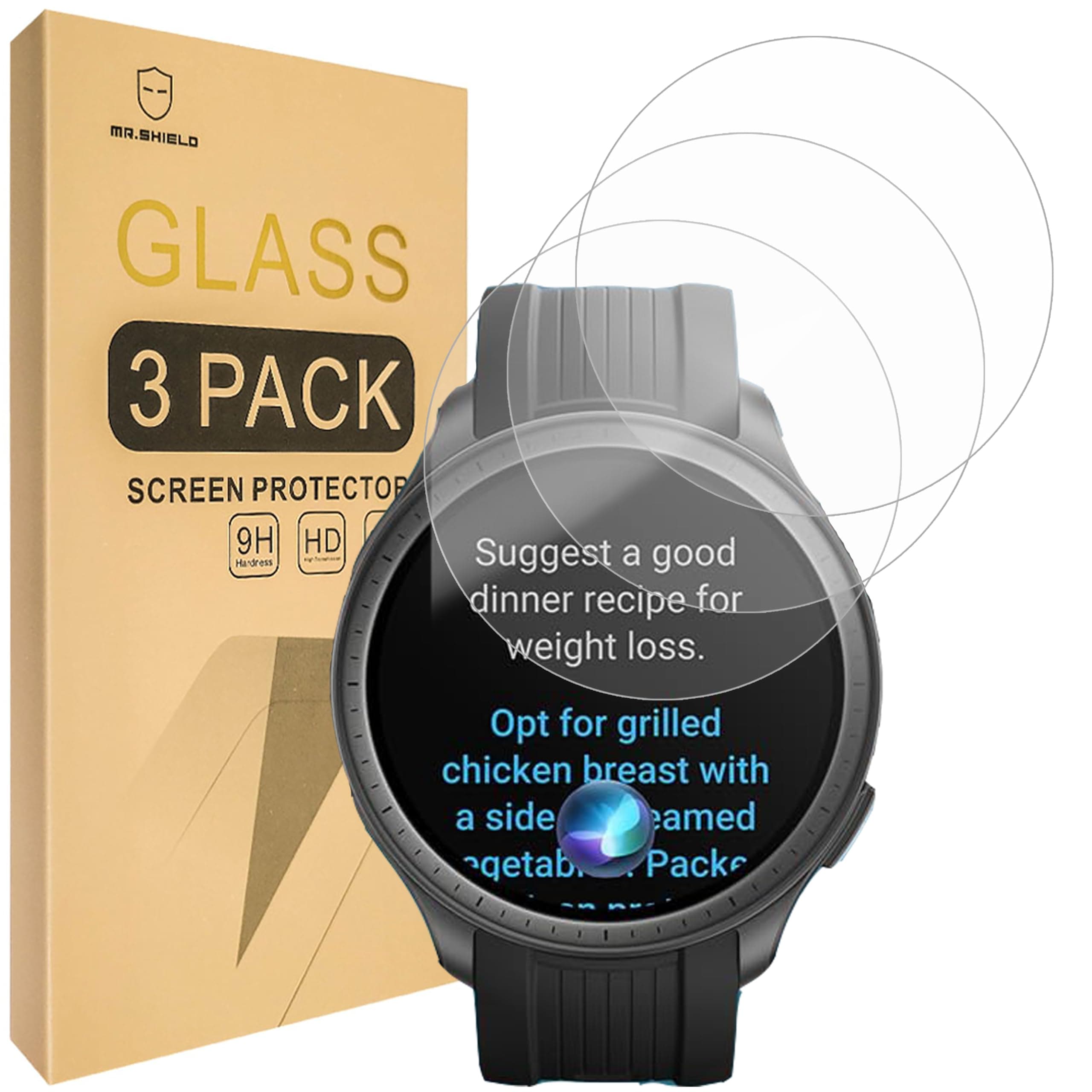 Mr.Shield Screen Protector compatible with Amazfit Balance [Tempered Glass] [3-PACK] [Japan Glass with 9H Hardness]