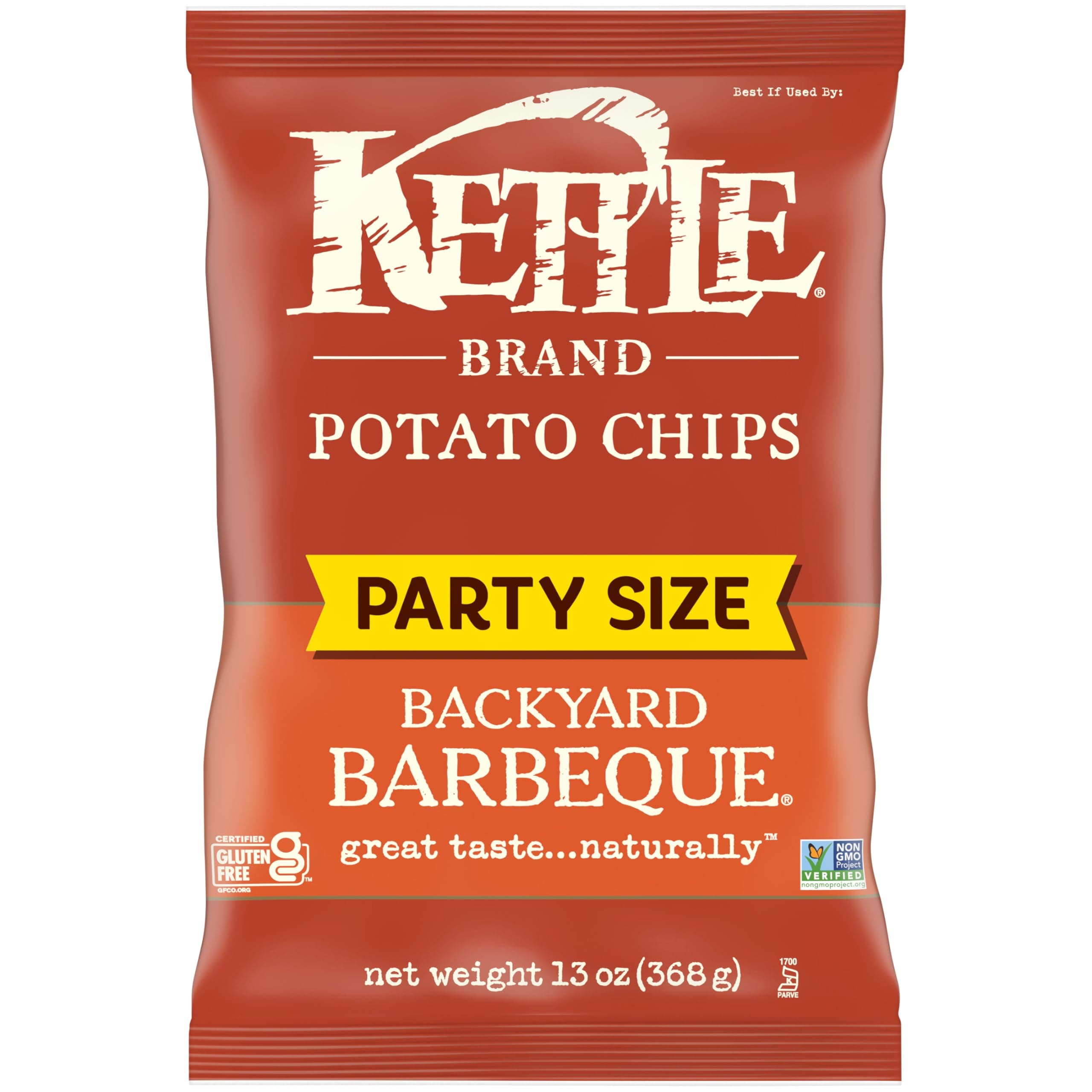 Potato Chips, Backyard Barbeque Kettle Chips, Party Size, 13 Oz