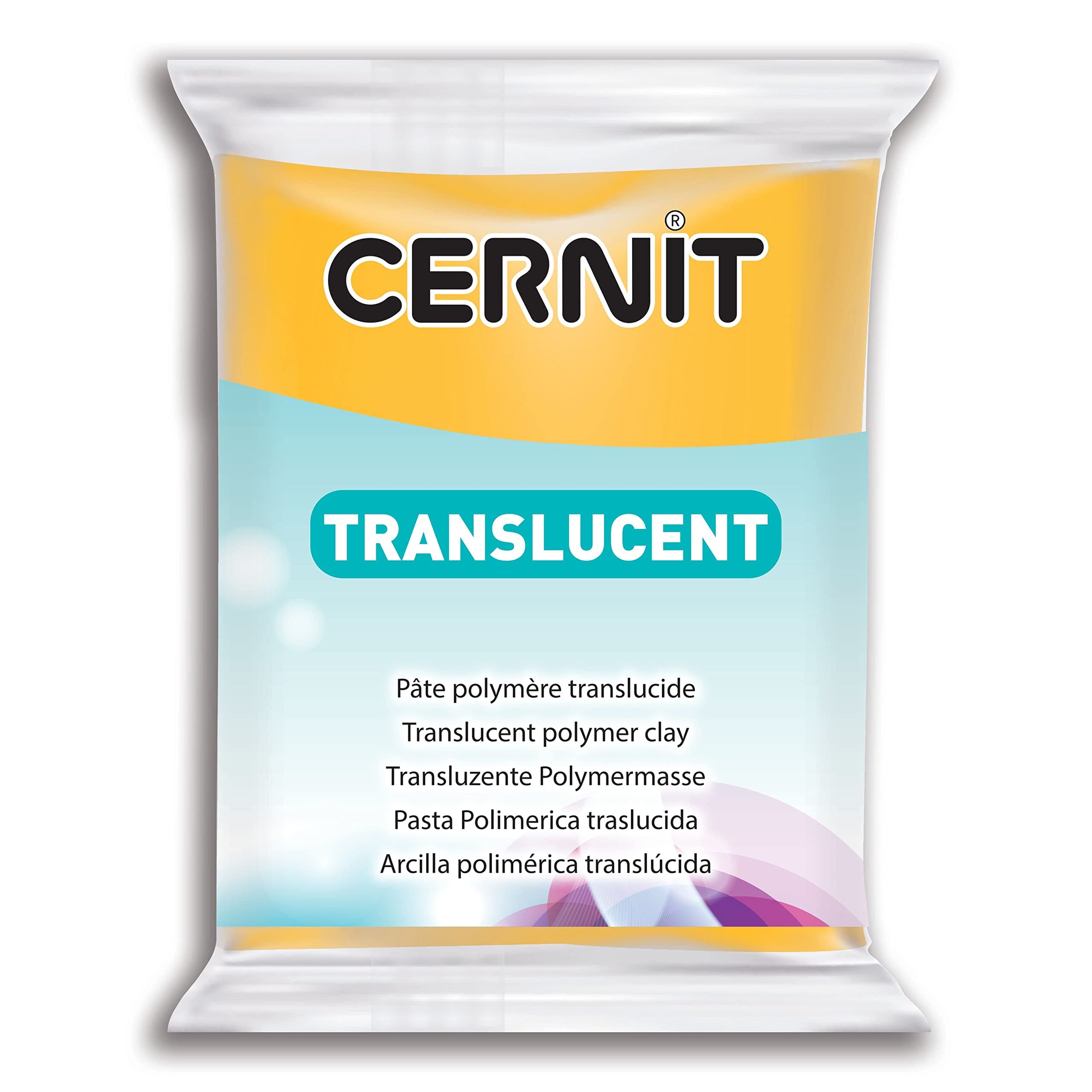 Cernit Polymer Clay - Translucent Series - 56 Grams Block - Made in Belgium (Amber)