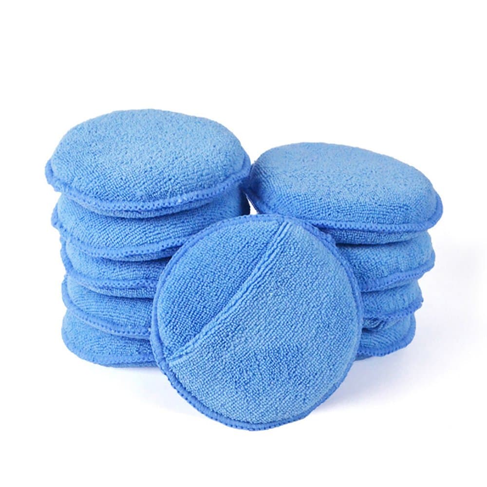 AutoCare Microfiber Wax Applicator, Ultra-Soft Pads with Finger Pocket for Cars, Foam Sponge (Blue, 5" Diameter, Pack of 10)