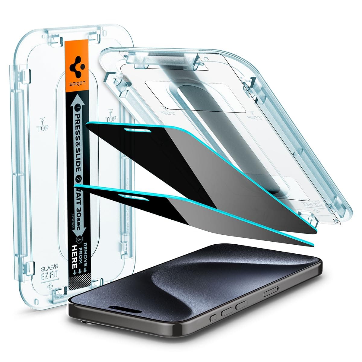 Spigen Ez Fit Privacy Tempered Glass Full Screen Protector Guard For iPhone 15 Pro [2 Pack]