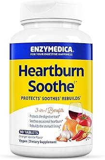 Enzymedica, Heartburn Soothe, Fast-Acting Digestive Aid, Vanilla Orange, 90 Chews (45 Servings)