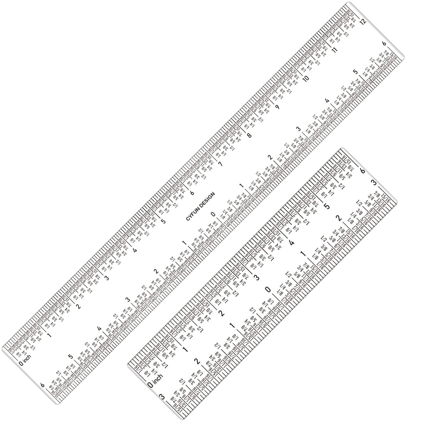 2 PCS 6 Inch /12Inch Clear Acrylic Ruler Zero-Centering Ruler with Inches & Metric Measuring Tool 12" and 6" Inch Straight Edge Rulers for Scrapbooking Card-Making Student School Office Home Tool