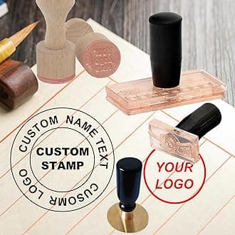 Custom Stamp with Logo Name, Multiple Size Personalized Rubber Stamps with Handle for Business,Stamp Maker,Return Address Stamps (Square 2 in)